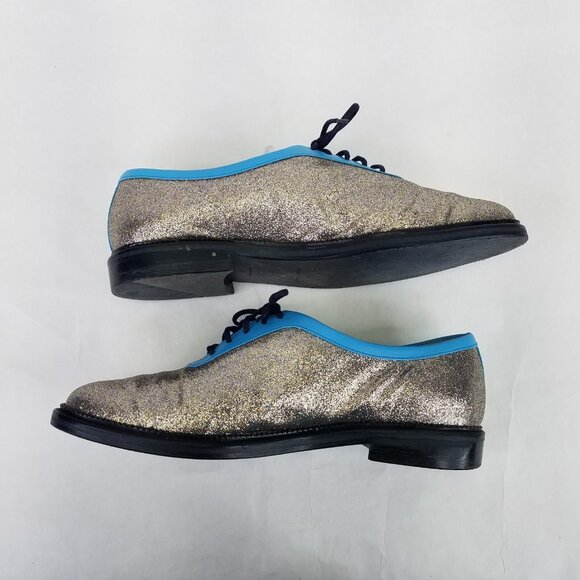 Opening Ceremony Oxfords Women's 9.5 EU 41 Blue Silver Glitter Lace Up Loafers - Picture 8 of 15